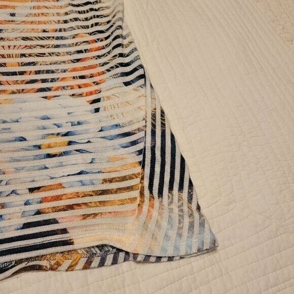 Womans Top Soft Sparkly Sheer Top Cap Sleeve Asian -  FRENCH BLUE brand L - Picture 6 of 16